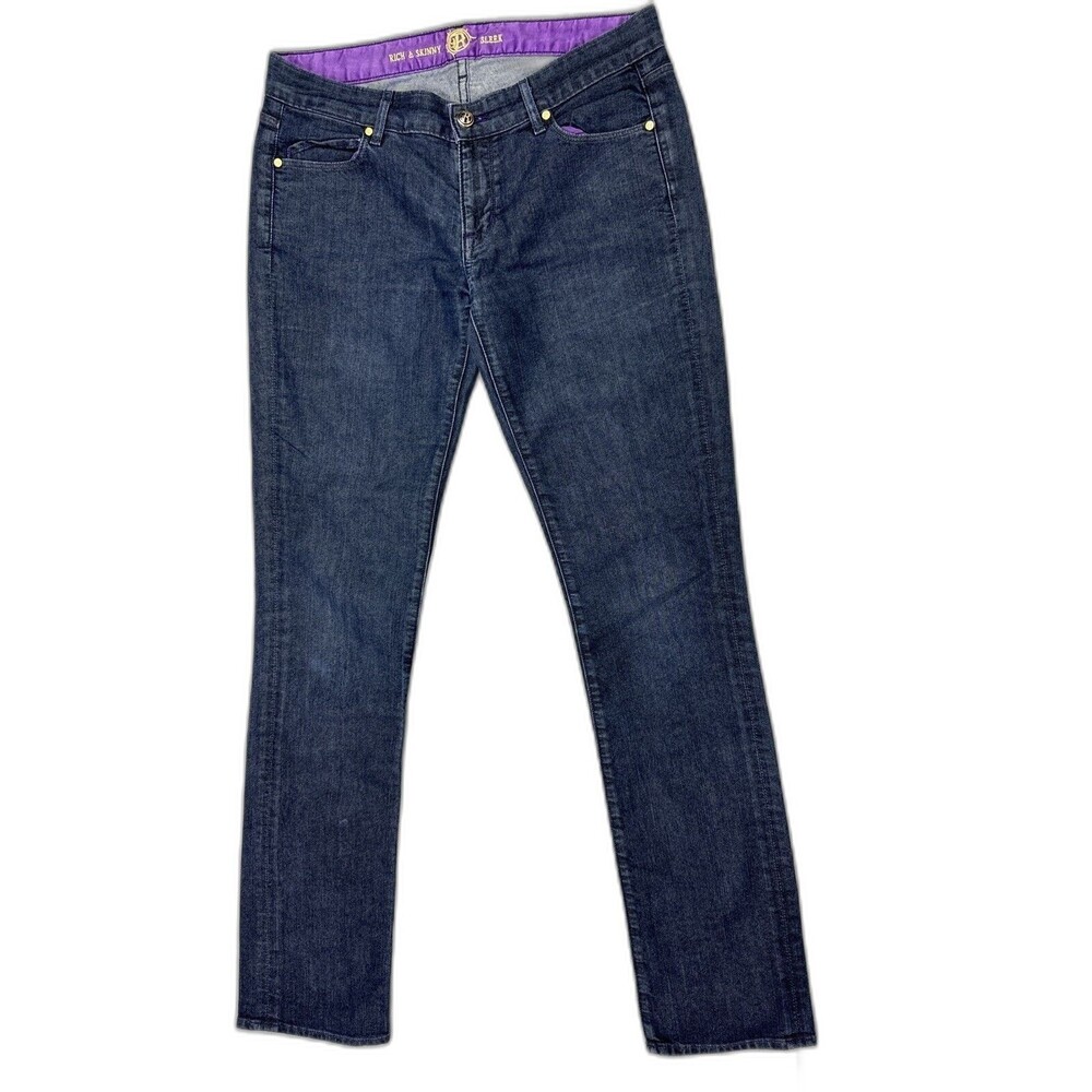 Rich & Skinny Size 29 Womens Jeans Sleek Straight Low Rise Dark Wash Stretch